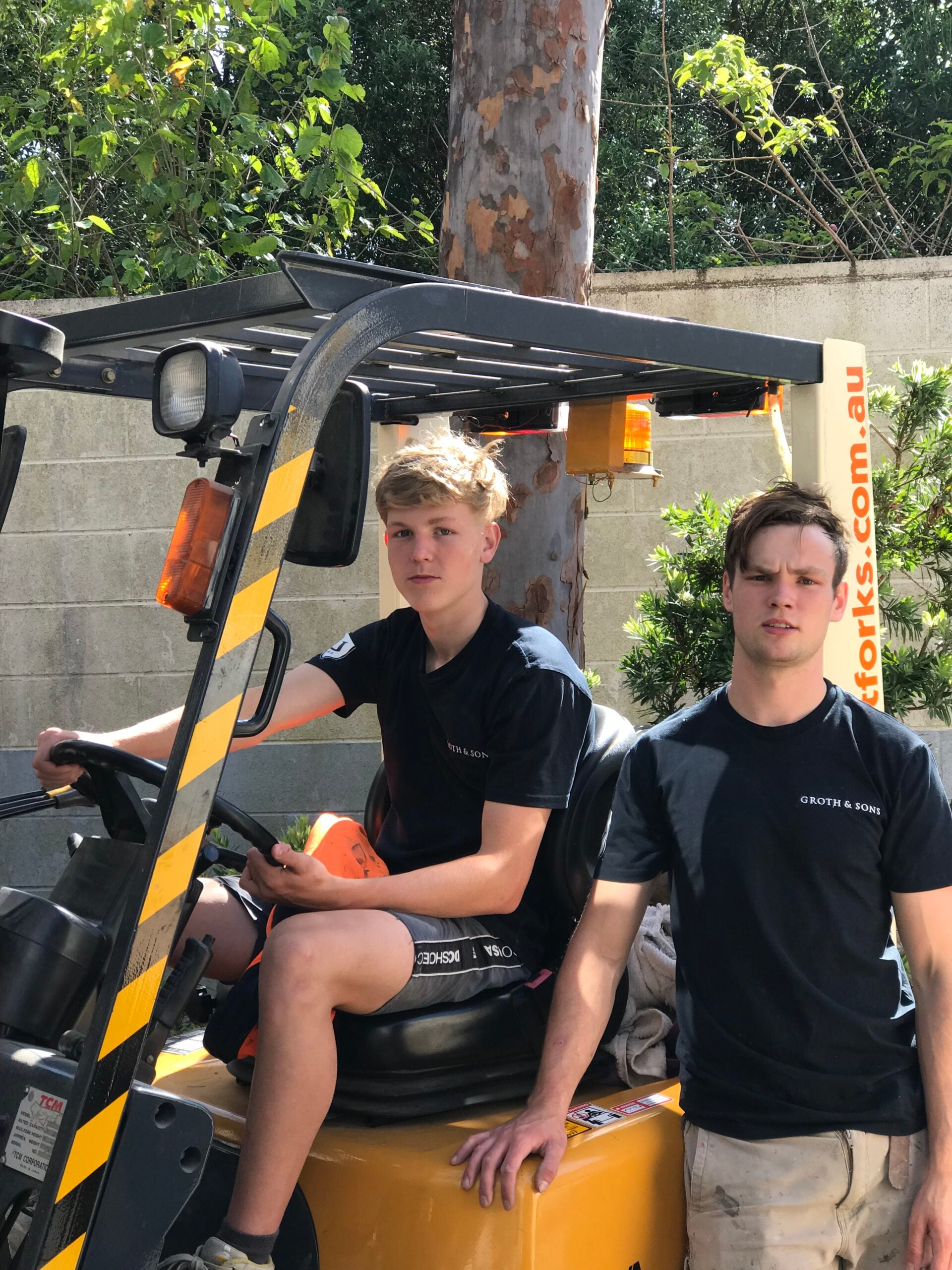 Oscar and Harry - The Next Generation Oscar and Harry Groth working together at the Groth & Sons workshop, reflecting the family nature of the business.